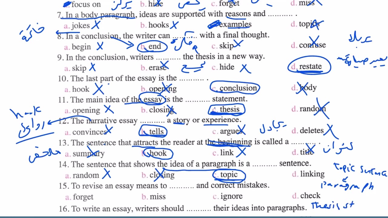 حل اسئلة المعاصر2 ثانوى انجلش ص54 الى 57 مهارات الكتابة والترجمة unit 1: writing skill & translation