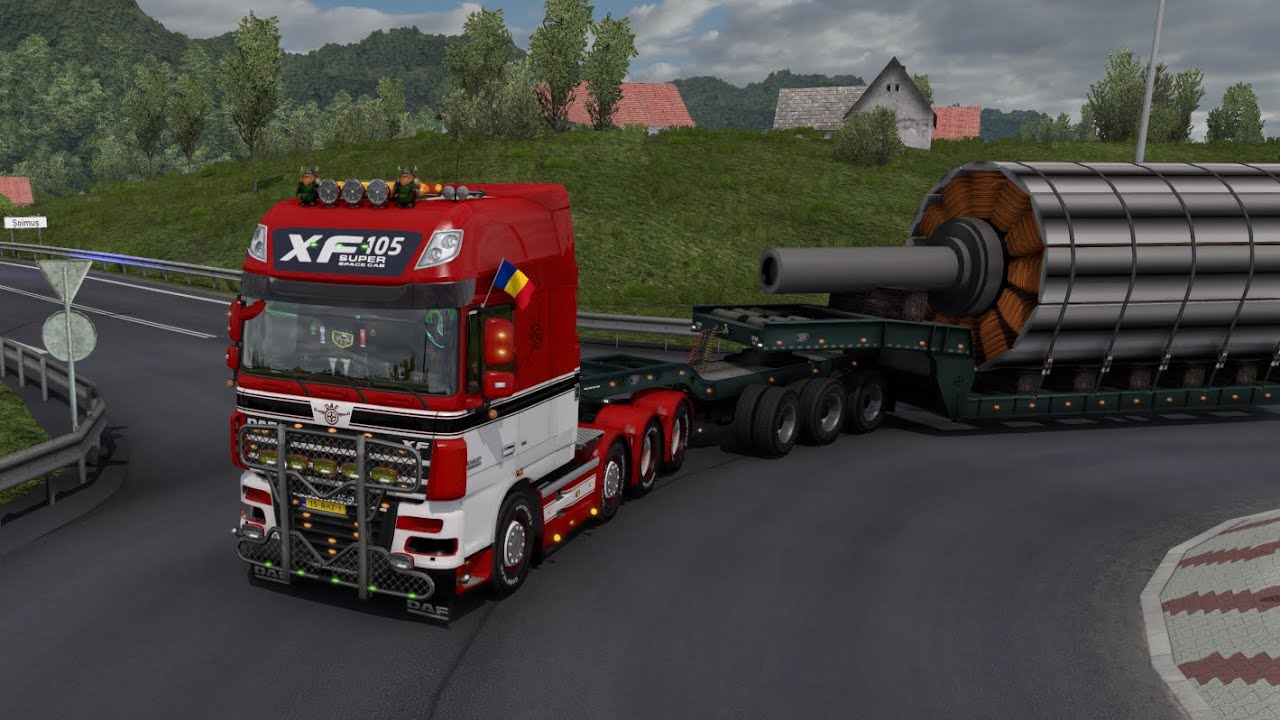 ETS2 1.38 Romania Map by Alex team - very heavy cargo transport with DAF XF 105 by vad&k (part 1)