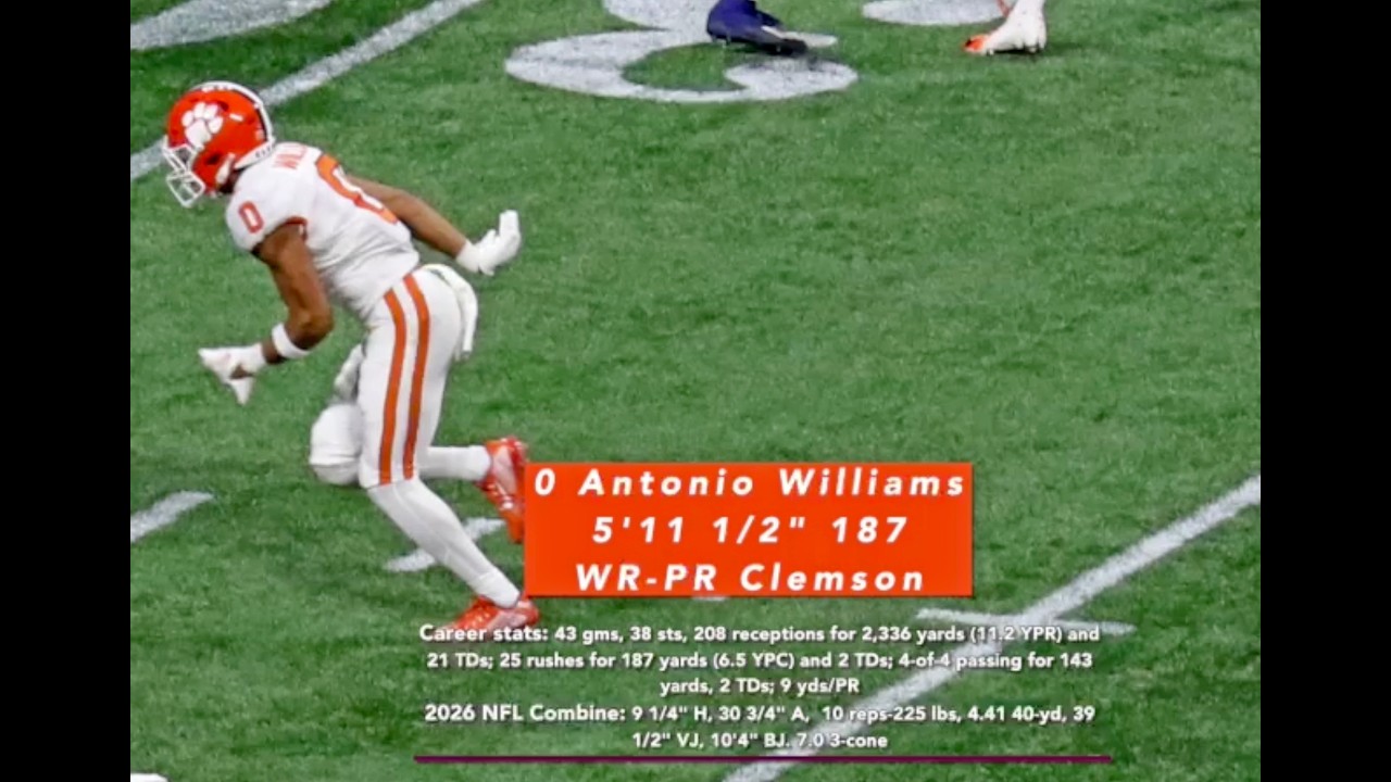 Antonio Williams WR-Clemson | Tough to bring down | 2026 NFL Draft WRs