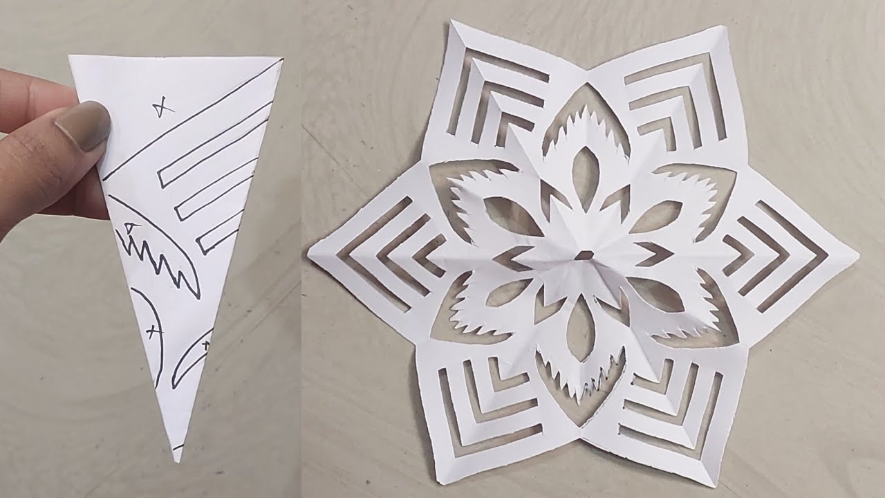 How to make easy and beautiful snowflakes ❄️♥️ #papercraft #snowflakes #part 152
