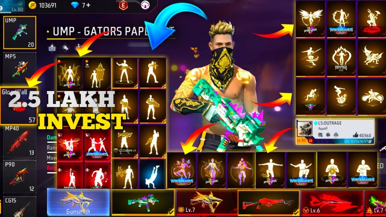2.5 Lakh Free Fire MAX Id Video Collection 🔥 9 Evo Max Video Collection 😱 Assassin Cross New Bundle