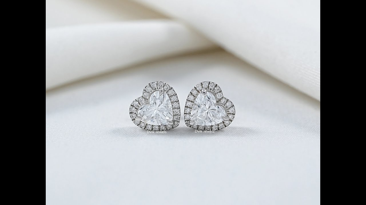 Heart Shaped Lab Diamond Stud Earrings @Dvik-Jewels