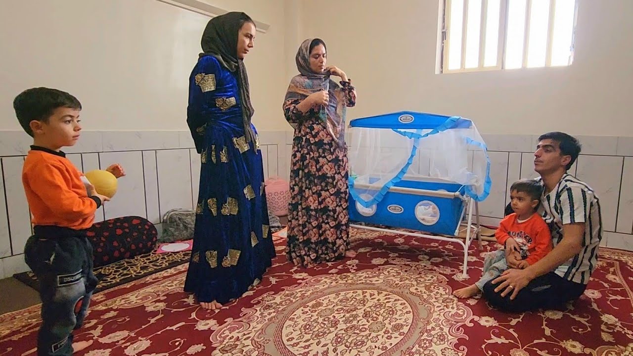 Unpacking the crib and sewing a soft mattress for Araz's peaceful sleep 👶🛌