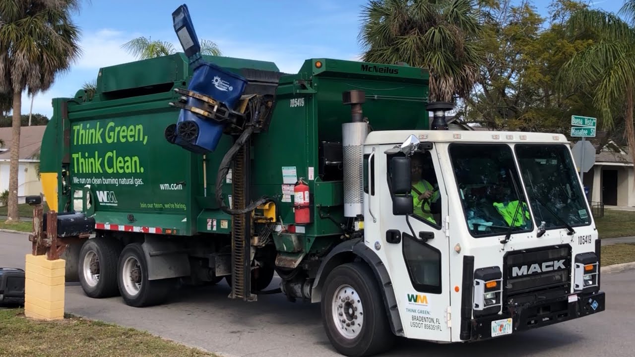 Waste Management Mack ZR Garbage Truck on dirty Recycle