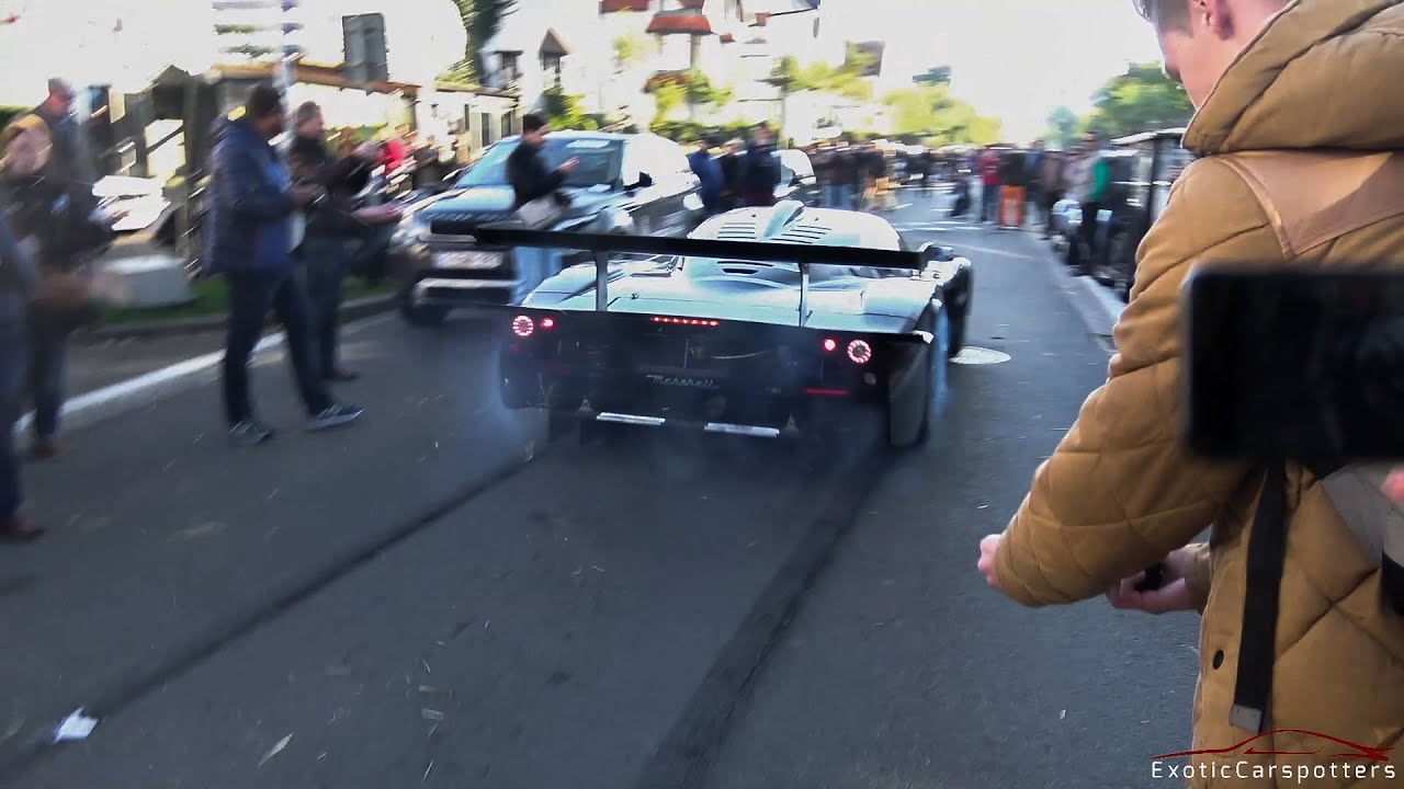 Maserati MC12 GT1 Centenario Doing BURNOUTS on Public Road !