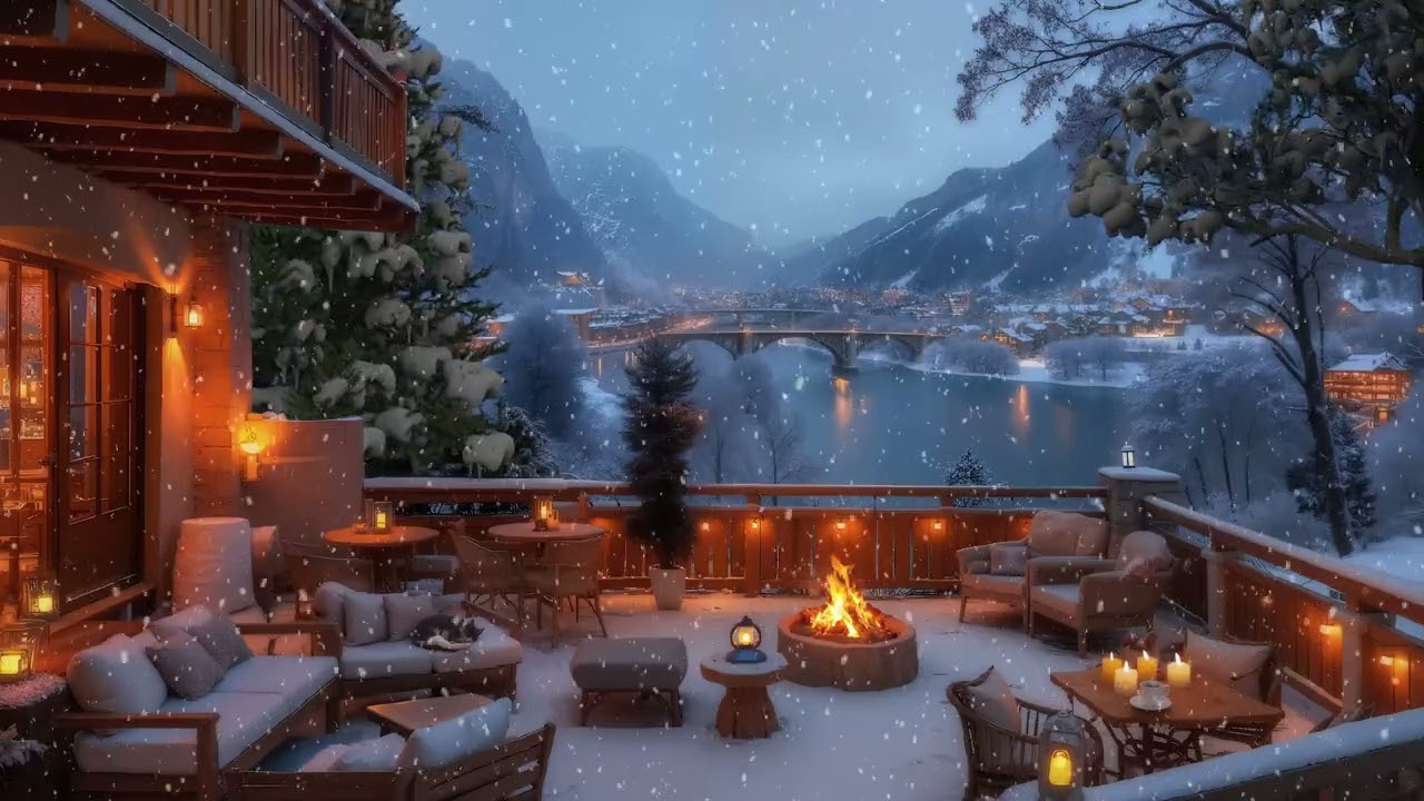 Snowy Cabin Retreat ❄️ Soft Jazz Music & Warm Firelight for Sleeping, Reading, and Peace
