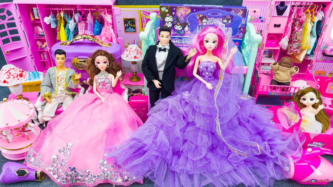 20 Minutes Satisfying Unboxing Royal Princess Rock Bed & Slide Toys, Bedroom Dress Up PlaySet Review