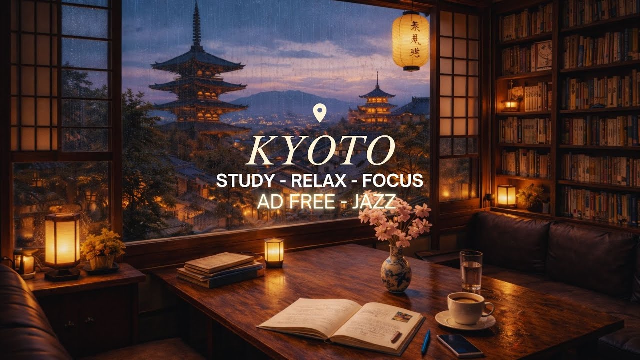 Rainy Café Kyoto ☕ Piano Jazz & Rain sounds for Study, Relaxation & Inspiration | No Ads