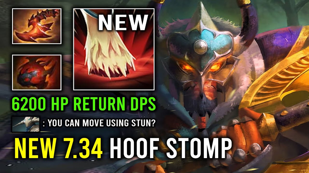 NEW 7.34 Move HOOF STOMP 1v5 Return DPS with 6200 HP Max Strength Centaur Warrunner Dota 2