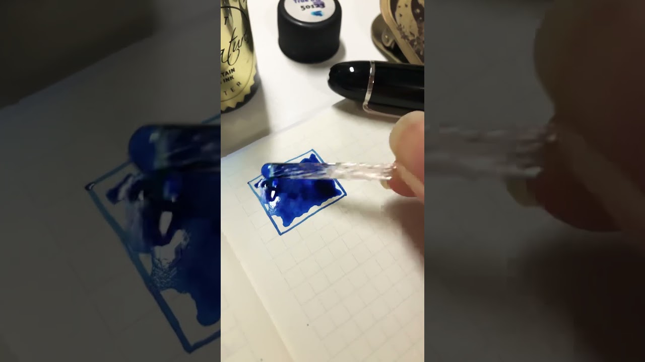 Robert Oster True Blue #fountainpenink swatching paired with Montblanc Meisterstuck 149 medium 14k