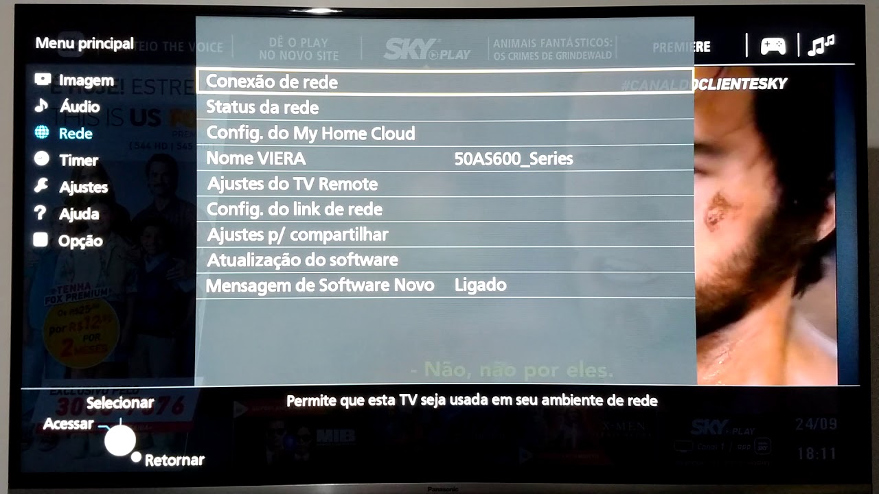Problema para acessar os aplicativos (YouTube) da Panasonic Viera