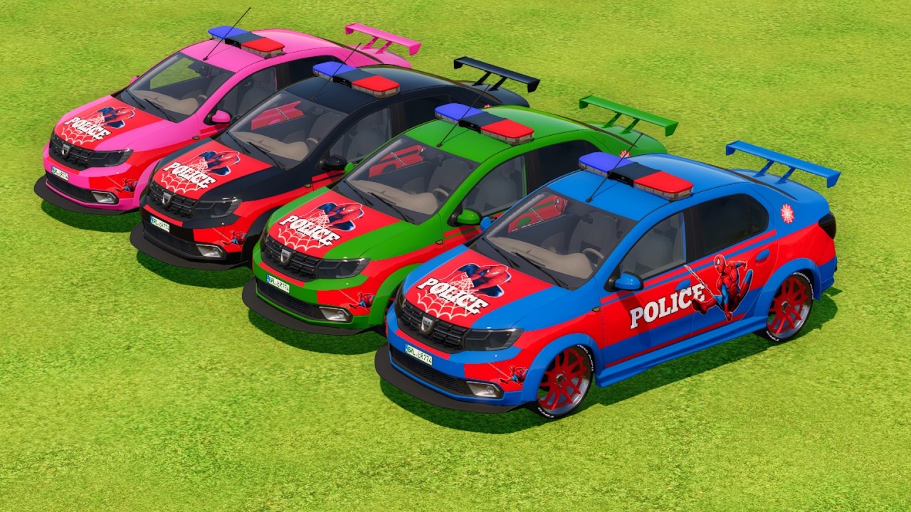 Tranporting Coloful Rainbow Police Cars - Farming Simulator 22 #3
