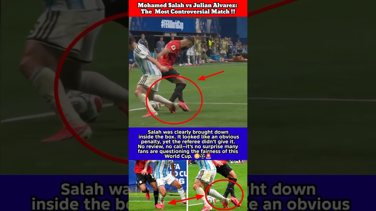 🚨 Salah's Penalty Appeal Sparks Massive Debate! 😱⚽ #mohamedsalah #julianalvarez #fifaworldcup