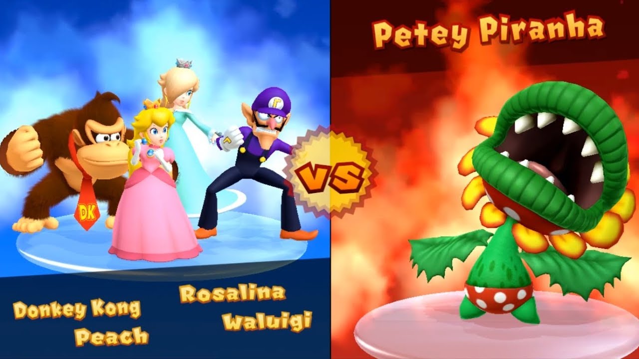 Mario Party 10 - Peach vs Rosalina vs Waluigi vs Donkey Kong - Mushroom Park