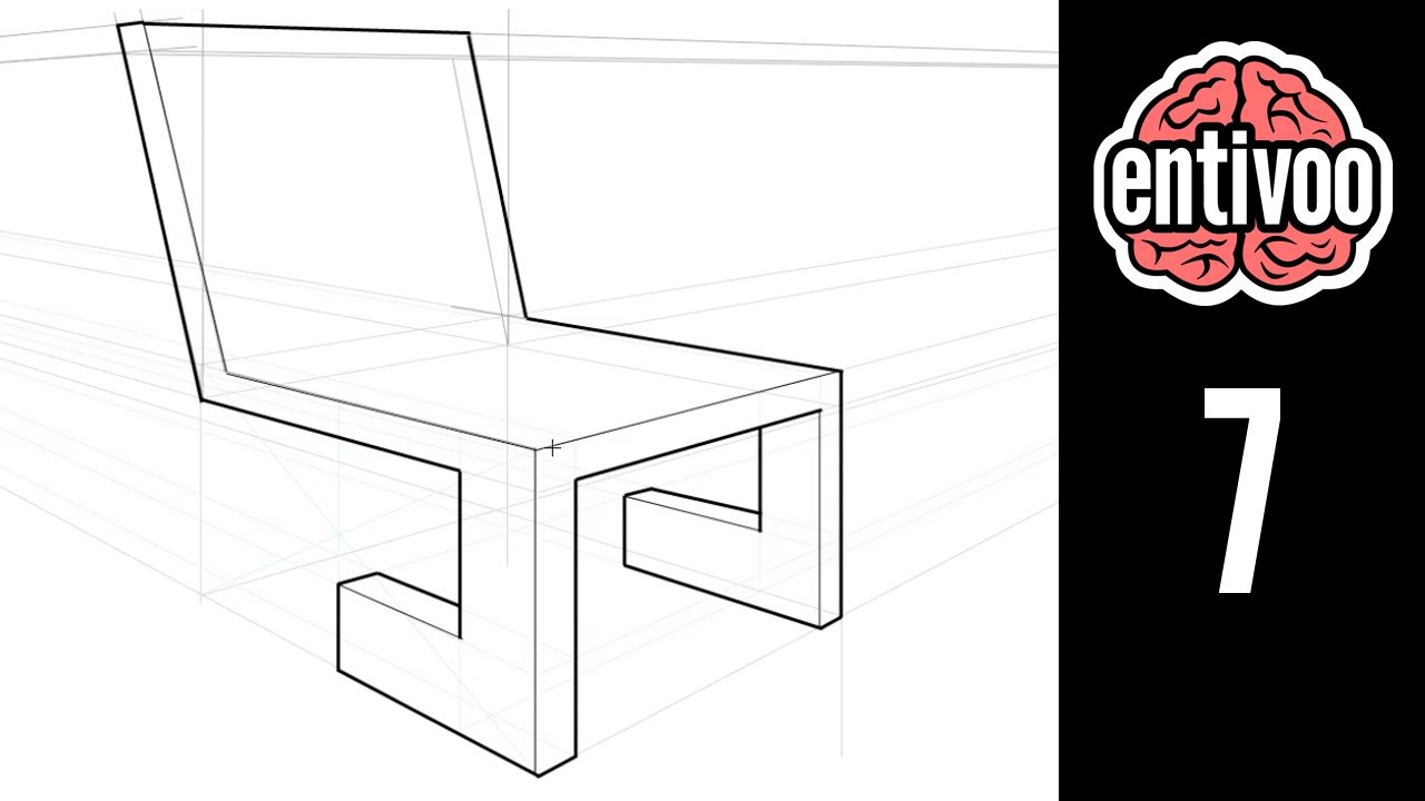 Aprende a dibujar una silla en perspectiva a dos puntos de fuga
