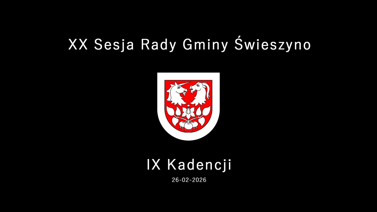 XX sesja Rady Gminy Świeszyno - IX Kadencji