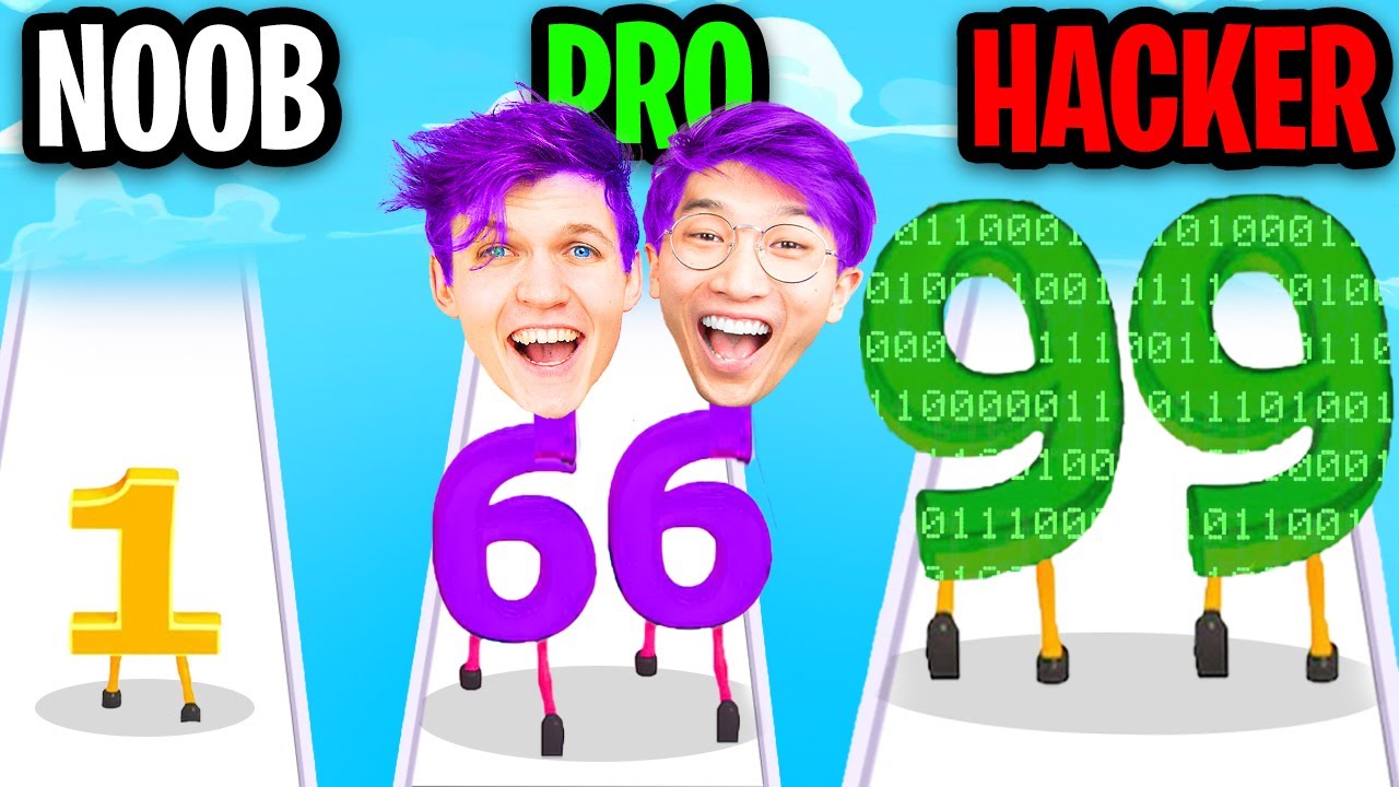 НУБ против ПРО против ХАКЕРА в DIGIT RUN 3D!? (ВСЕ УРОВНИ!)