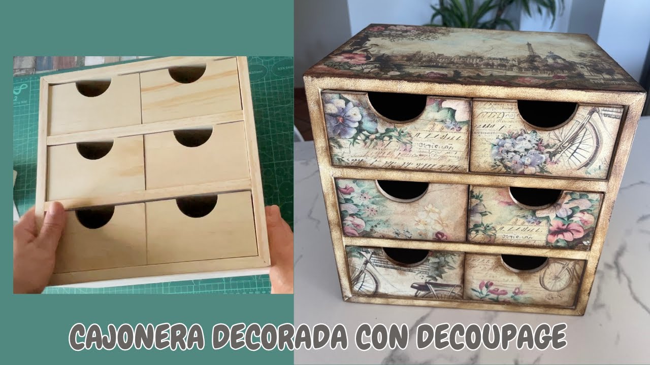 Cajonera Vintage decorada con decoupage