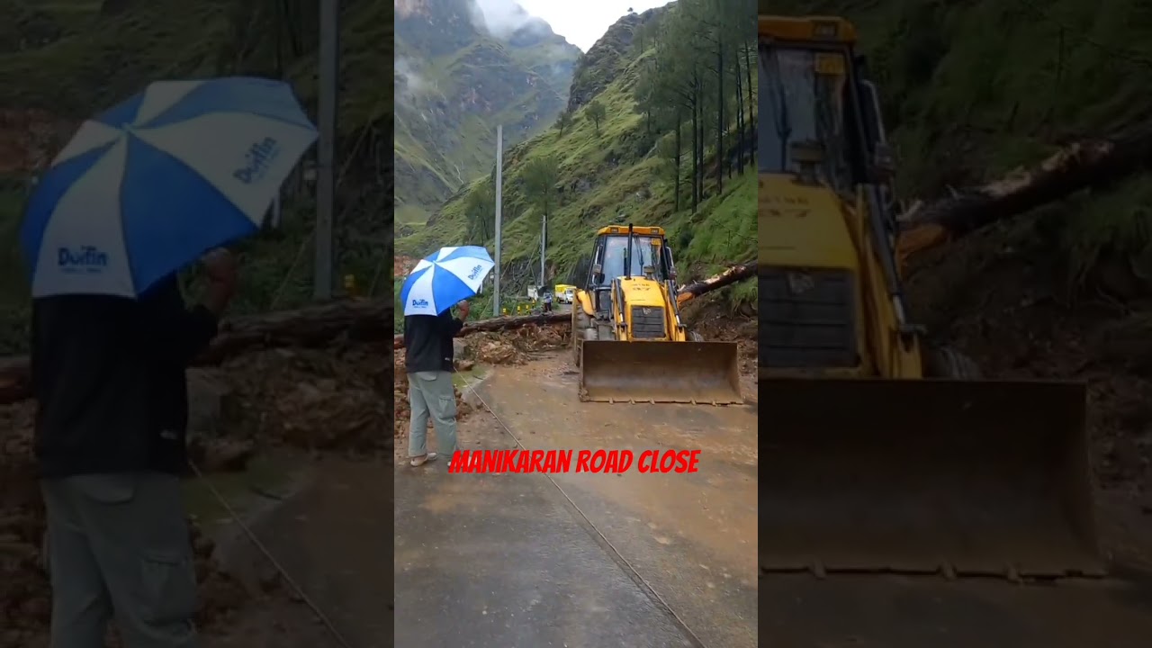 manikaran Road close due to heavy landslide📢📢 #nature #himachalwheather #travel #mountains #monsoon