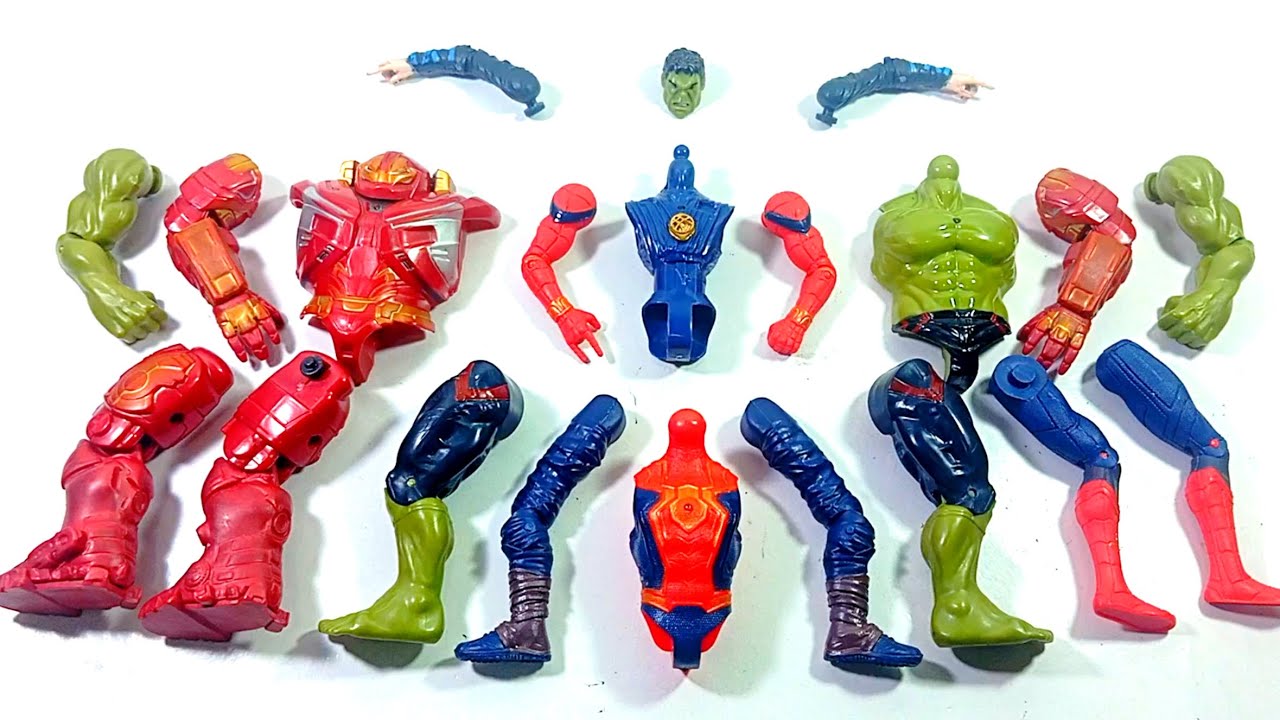 ASSEMBLE AVENGERS TOYS..DR STRANGERS vs HULK BUSTER vs HULK SMASH vs RED SPIDERMAN.. 