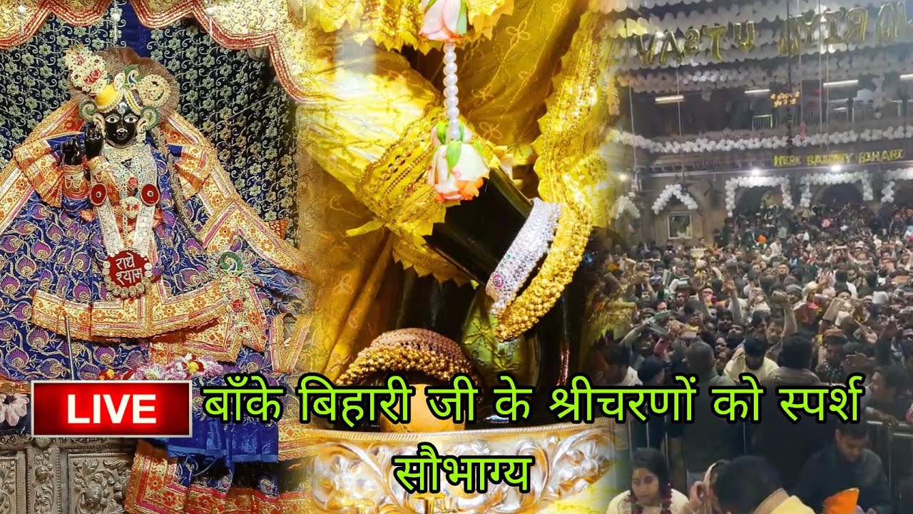 LIVE बाँके बिहारी जी के श्रीचरणों को स्पर्श सौभाग्य #bankebihari #vrindavan #krishna 