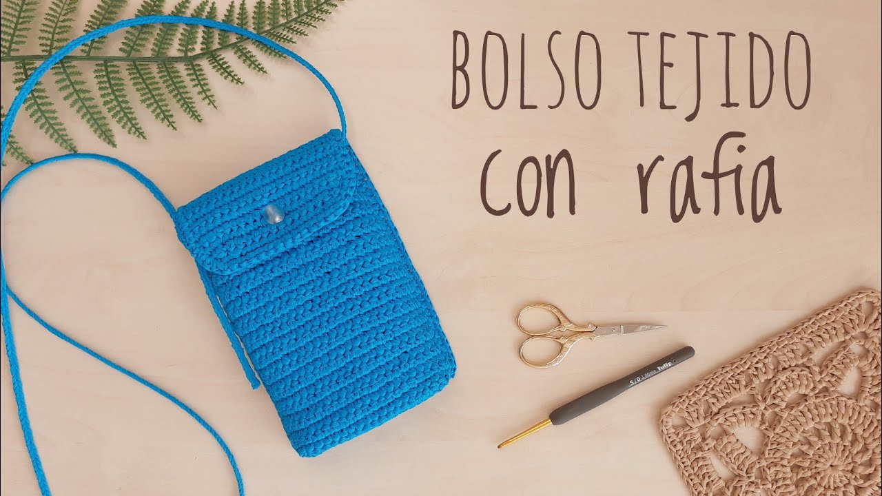 Bolso con rafia a ganchillo o crochet fácil paso a paso DIY Crochet Phone bag. Mini cross bag