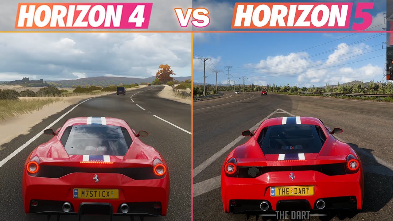 Forza Horizon 5 - 4 Ferrari 458 Speciale Sound Comparison (FH 5 VS FH 4)
