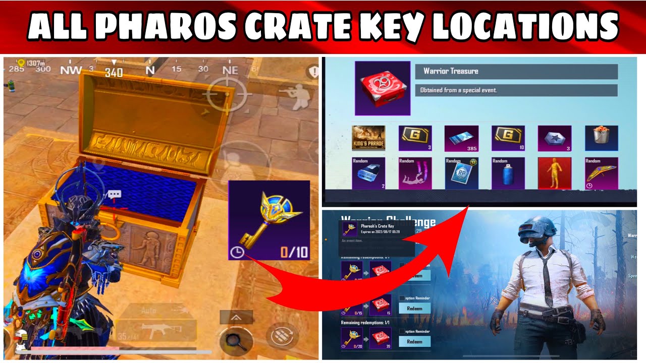 WARRIORS CHALLENGE EVENT EXPLAINED | WARRIORS CHALLENGE BGMI | PHAROS CRATE KEY LOCATIONS BGMI