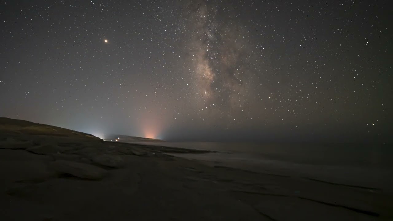 Tholos Tomb of Kamilari and milky way in Aftrathias beach