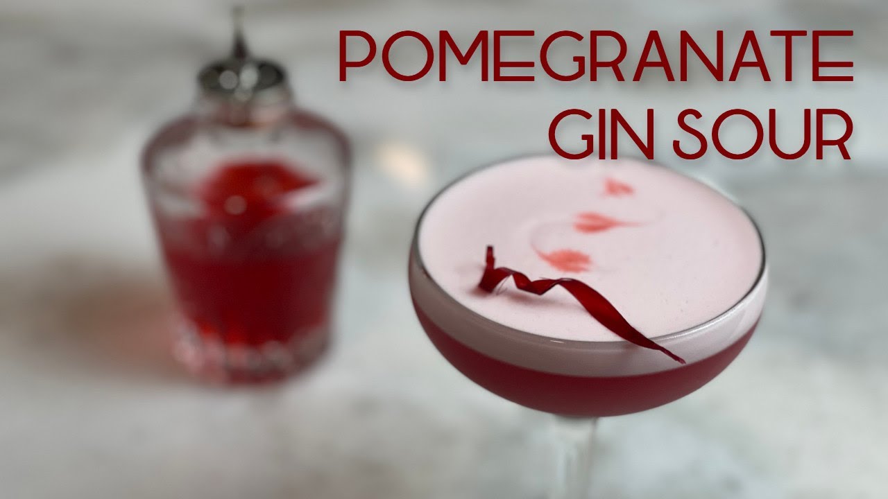 POMEGRANATE GIN SOUR || Rhubarb makes this drink pop!
