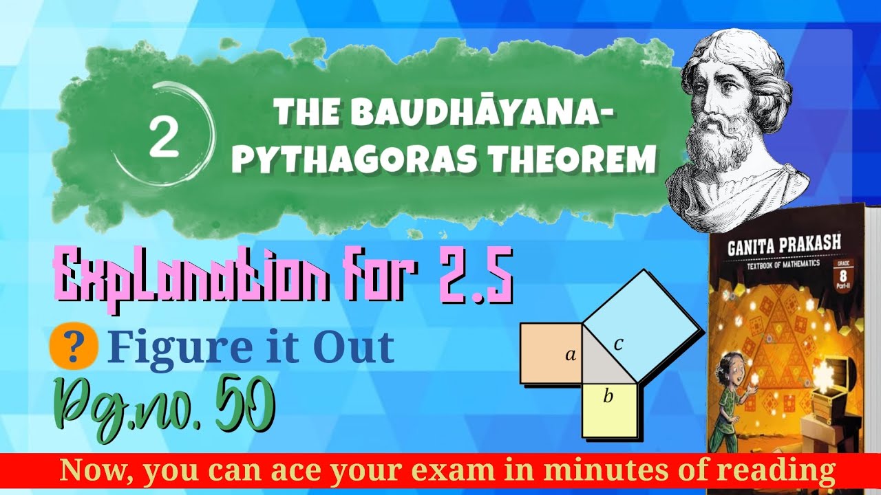 Chapter-2 The BAUDHĀYANA- PYTHAGORAS THEOREM | Explanation of 2.5 and Figure it Out Pg. No. 50