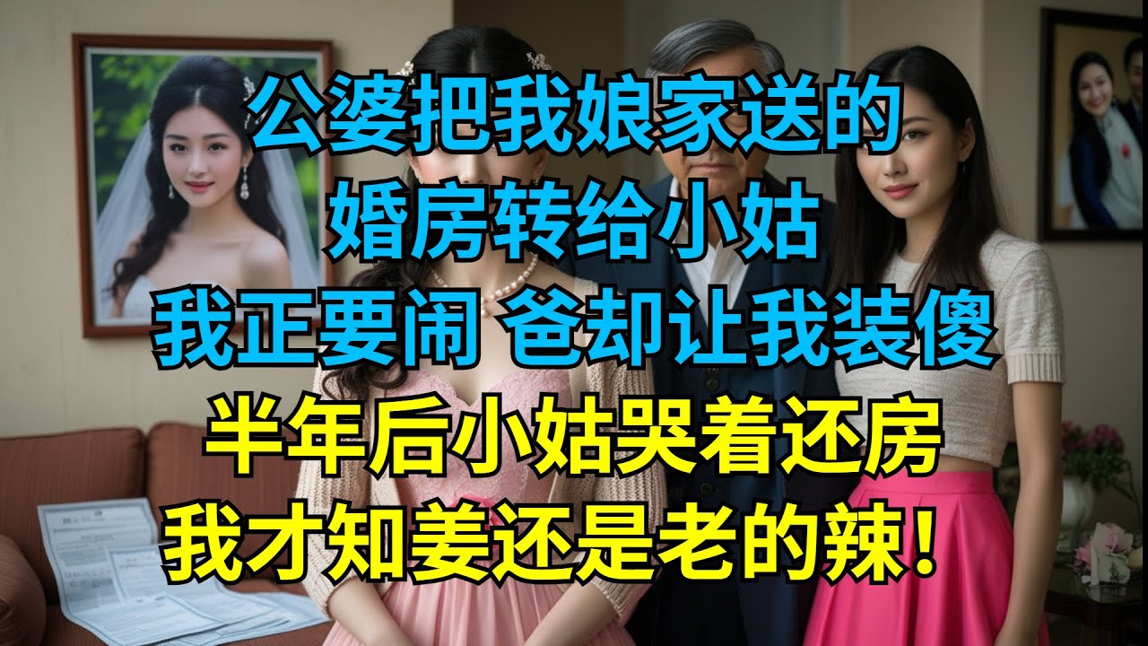 公婆把我娘家送的婚房转给小姑，我正要闹，爸却让我装傻，半年后小姑哭着还房，我才知姜还是老的辣！