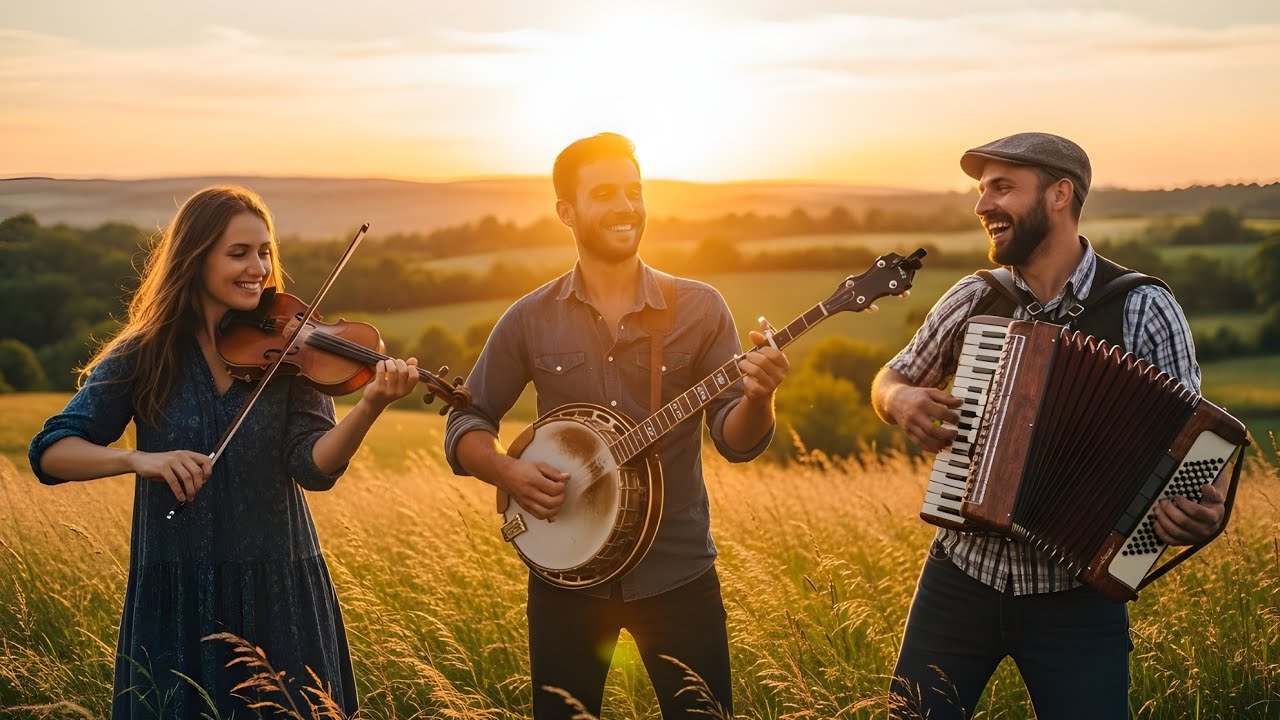 Sunny Happy Folk Instrumental | Banjo, Fiddle & Accordion | Gentle Countryside Music