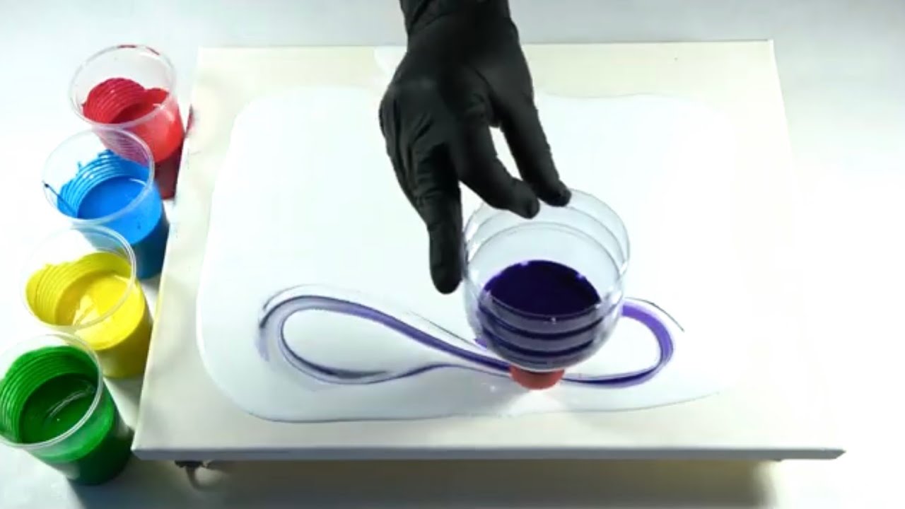 New Technique Infinity Pour – Funnel Bottle Pour – Fluid Art Acrylic Paint – Mountain Stream – Easy