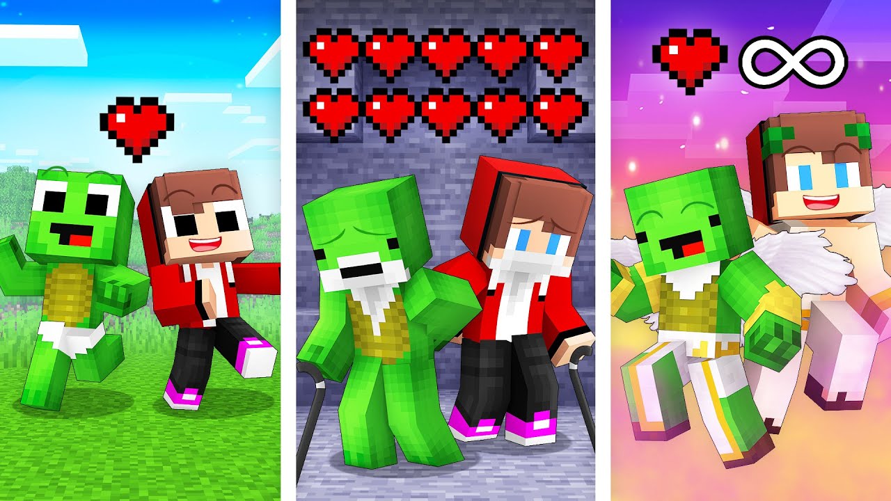 Mikey and JJ from BIRTH to IMMORTAL in Minecraft! (Maizen)