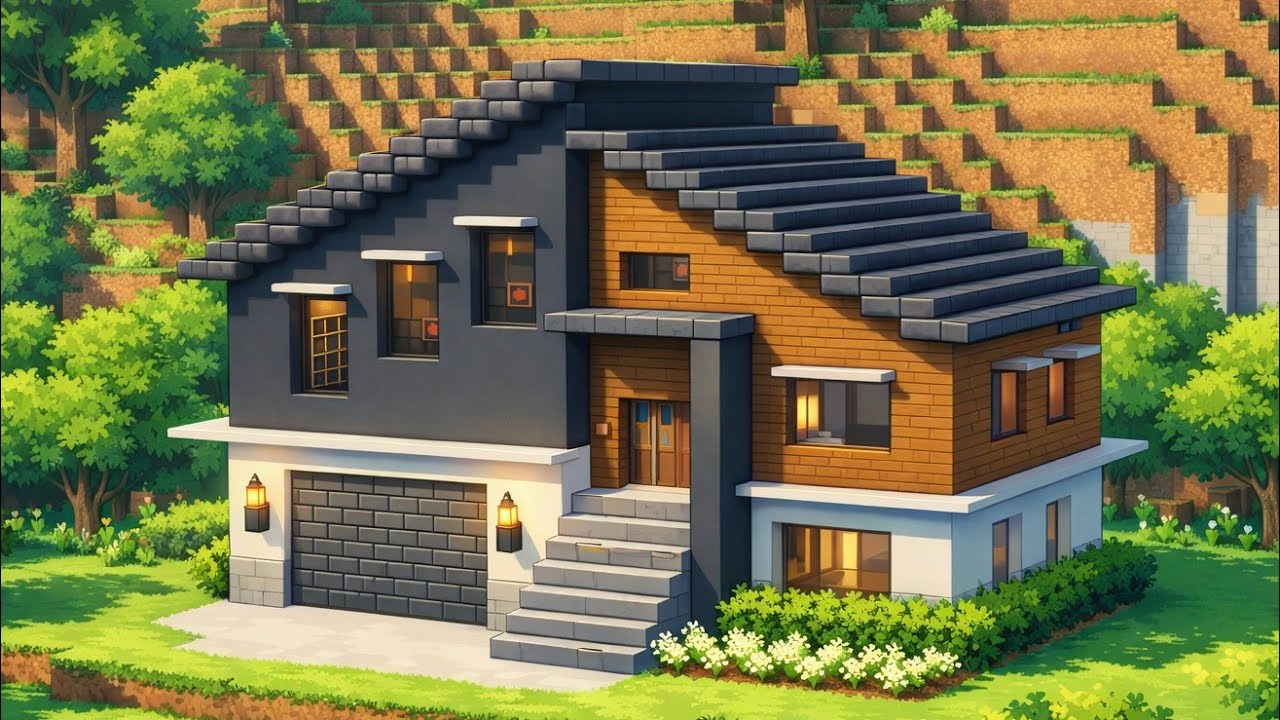 Minecraft Easy Wooden Modern Survival House building (Tutorial 2025) 