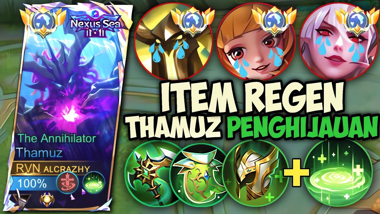THAMUZ ITEM PENGHIJAUAN DI RANK IMMORTAL‼️GAMEPLAY TOP GLOBAL THAMUZ - MLBB