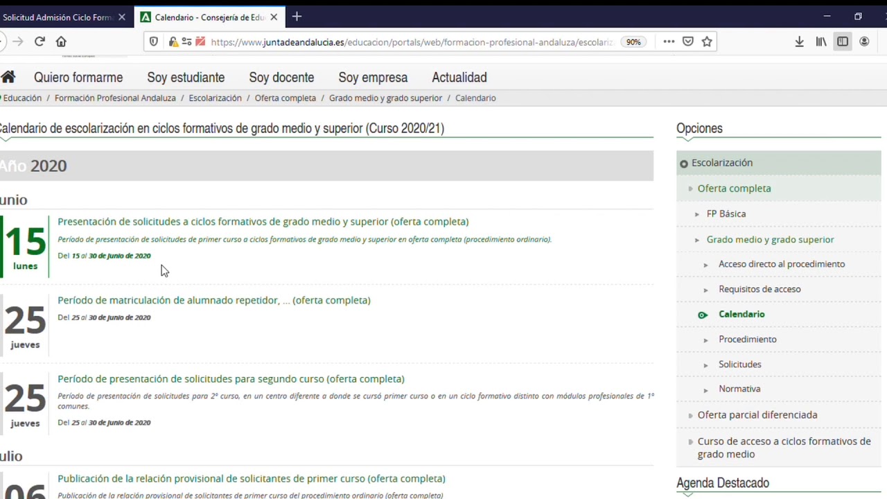 FP. ESCOLARIZACIÓN. VÍDEO EXPLICATIVO 1: FECHAS, CALENDARIO, PROCESO DE ADMISIÓN.
