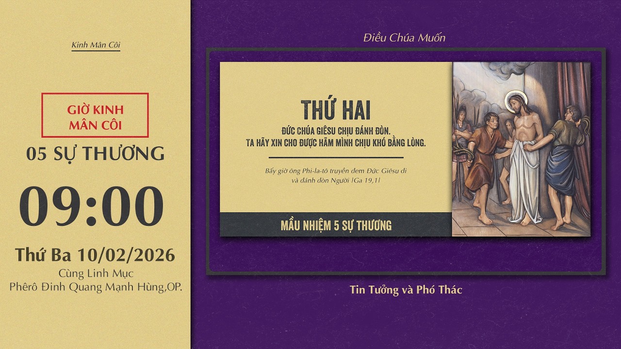 🔴Kinh Mân Côi | 10/02/2026 | 5 Sự Thương - Sáng Thứ Ba Tuần V Thường Niên.