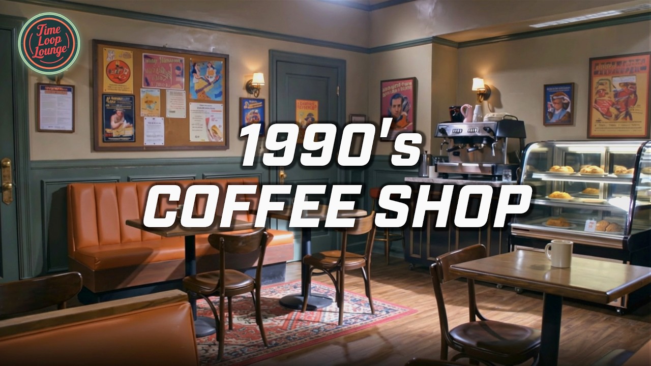 1990s Coffee Shop Ambience ☕ Warm Jazz & Acoustic Chill | Cozy Retro Café Vibes | Time Loop Lounge