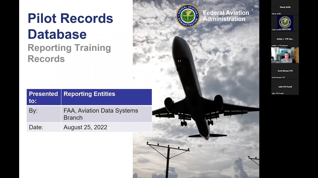 Pilot Records Database August 25, 2022 &ndash; Reporting Training Records