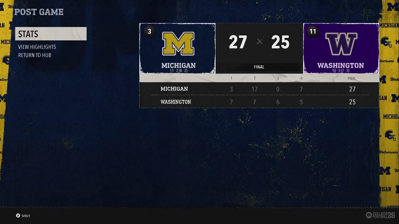 CFB26 B1GxSEC B1G Championship Michigan Wolverines vs Washington Huskies