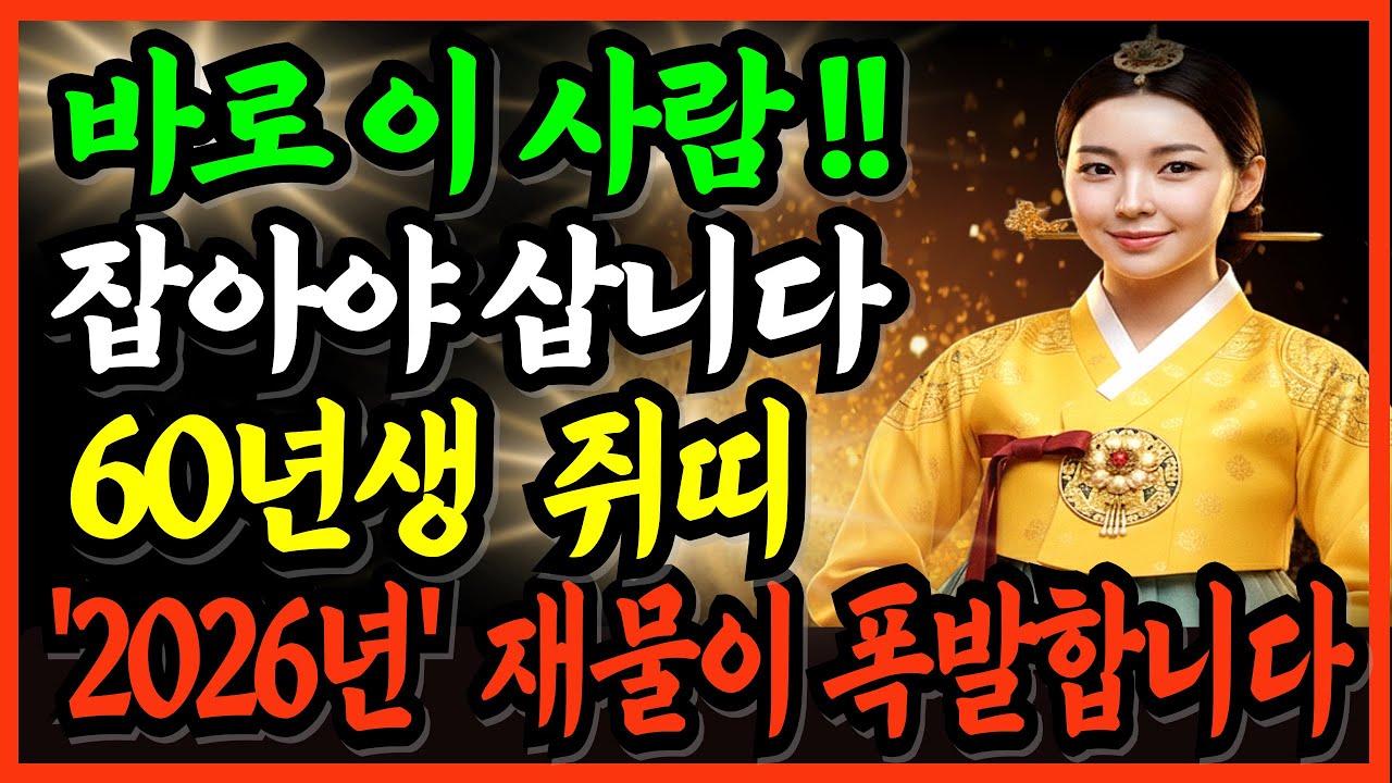 60년생 쥐띠! 살고 싶으면 이 사람 꼭 잡으세요! 평생 돈을  퍼다 줄 귀인이 지금 문앞에 왔습니다!