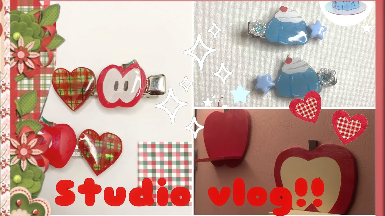 [studio vlog] ‧₊ ♪˚⊹ making hair clips, and whimsical Apple shelves for my room! ᯓ★ˎˊ˗