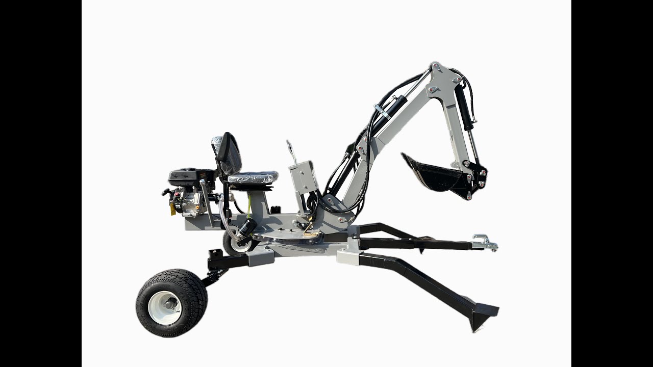 50mm ball towed mini backhoe from transport mode to Digging mode Setting Up