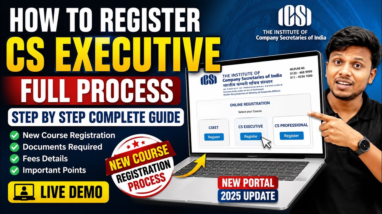 How to Register for CS Executive? Complete Registration Process | Step-by-Step Live Demo