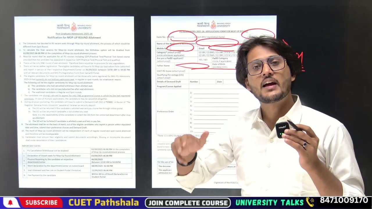 How will BHU PG Mop Up Offline Counseling happen? #neersir