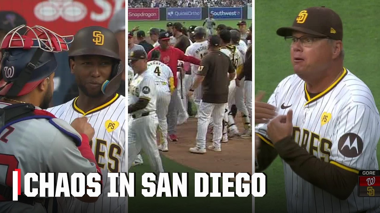 CHAOS 😱 Benches clear, hit pitch and manager ejected between the Nationals and Padres | ESPN MLB