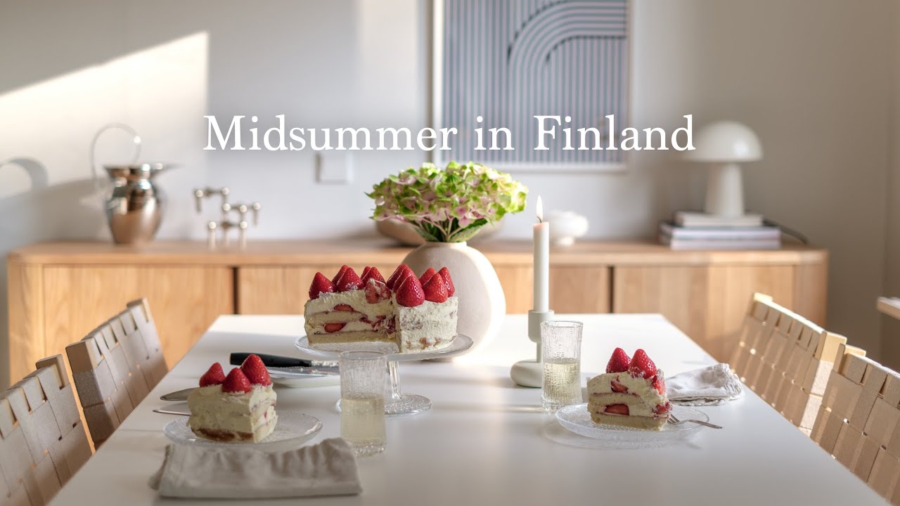 A Peaceful Day of Slow Living I Midsummer in Finland 🇫🇮 | Strawberry Cake  & Midnight Sun