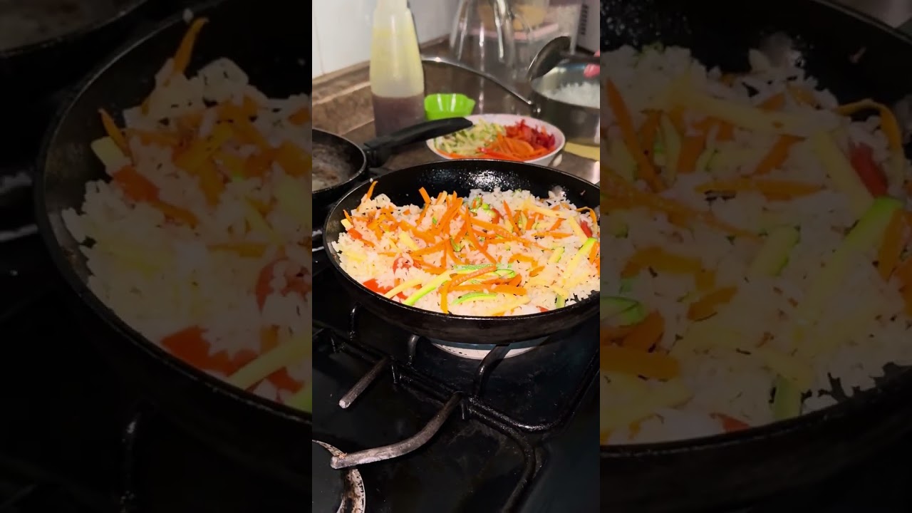 Preparando arroz con verduras